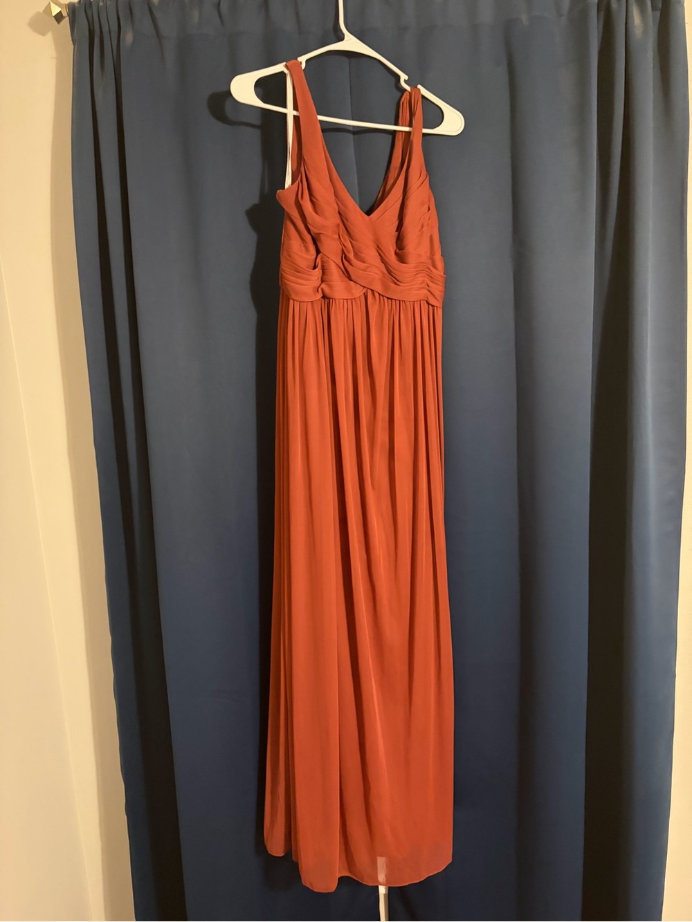 David's Bridal Terracotta Sleeveless V-Neck Maxi Dress